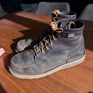 Danner Bull Run Moc Toe Work Boots Mens 12 Brown Leather Wedge Sole USA Made